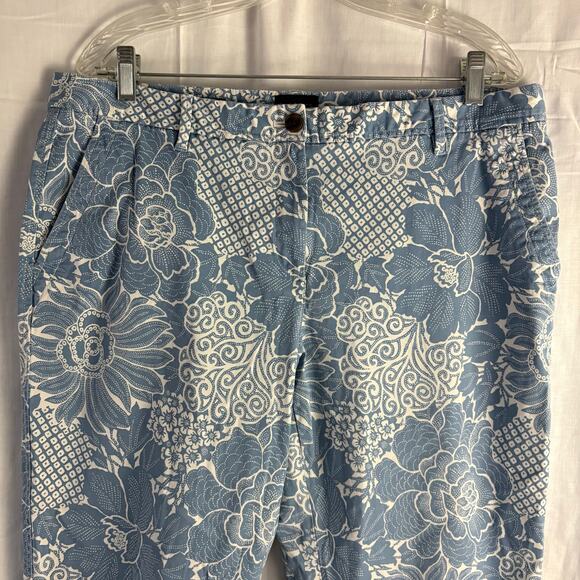 Talbots Relaxed Chino Pants 14 Floral Print Blue Colorful All Over Print - Picture 7 of 7